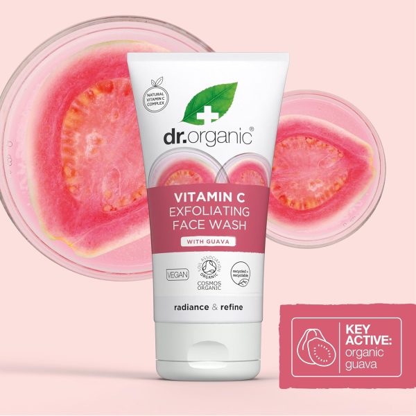 ⁦Dr Organic, Organic Guava Exfoliating Face Wash, Vitamin C, Natural, Vegan, Cruelty Free, Paraben & SLS Free, 150ml⁩ - الصورة ⁦5⁩