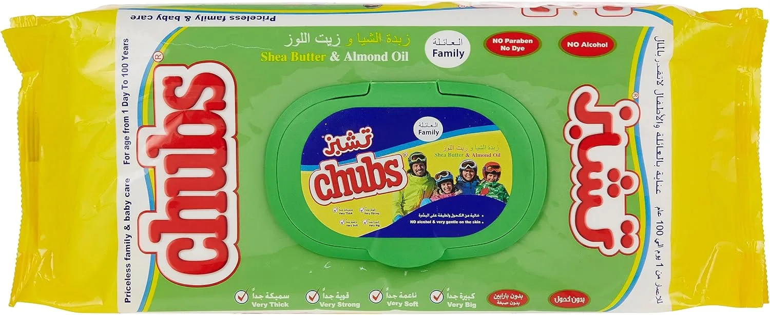 تشابس 40 منديل مبلل بزيت اللوز وزبدة الشيا من اول فاميلي