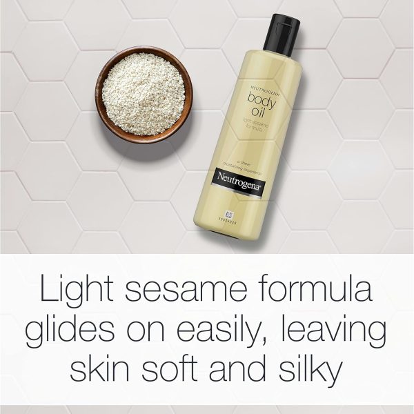 ⁦Neutrogena Lightweight Body Oil for Dry Skin, Sheer Moisturizer in Light Sesame Formula, 2 Bottles⁩ - الصورة ⁦3⁩