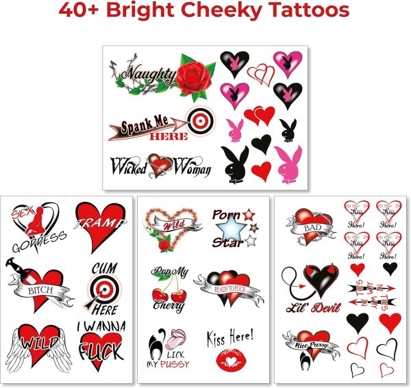 ⁦Sovereign-Gear 40+ Sexy Cheeky Temporary Tattoo for Women - Adult Fun for Lower Back Legs Arms Butt Belly⁩ - الصورة ⁦5⁩
