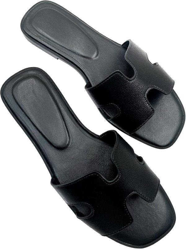 ⁦Cheernew Women's Flat Sandals.Flat Sandals with Unique Design, PU Leather Handcrafted Slippers,Versatile for Vacation, Home, Casual Wear, Gift⁩ - الصورة ⁦5⁩