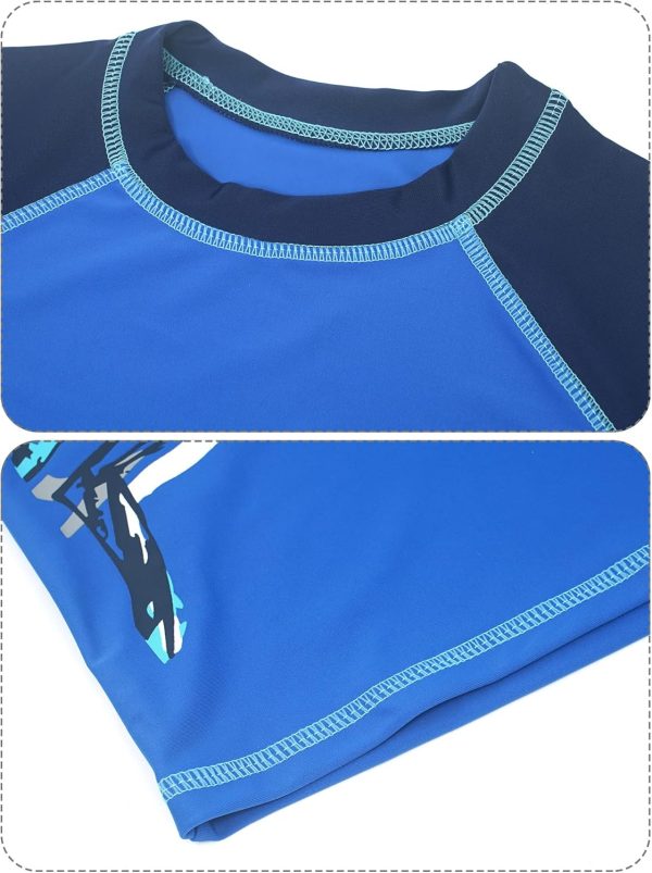 ⁦Maeau Boys Rash Guard Swimsuit UPF 50+ Swim Bathing Suit 3 Piece Sun Protection Swimwear Set⁩ - الصورة ⁦2⁩