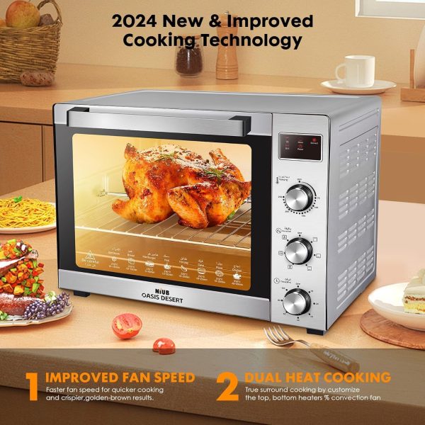 ⁦Electric oven with rotisserie, 2600W, 60 Liter oversized Capacity Toaster Oven with Crumb Tray, New Ultra-Fast Convection System, Temperature 70-250℃ adjustable⁩ - الصورة ⁦3⁩