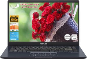 ASUS Vivobook go 14" FHD Laptop, Intel Pentium N6000 (Up to 3.30GHz), 4GB RAM, 64GB eMMC, Thin & Light, NumberPad, Webcam, HDMI, Wi-Fi, Win 11 Home in S Mode