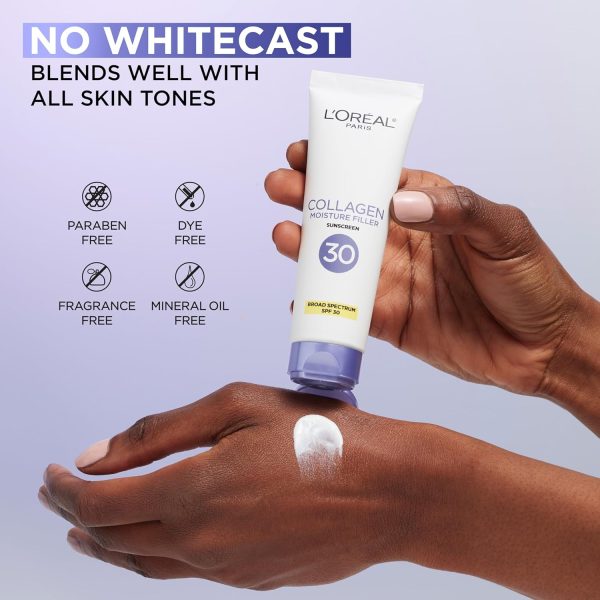 ⁦L'Oreal Paris Collagen Moisture Filler Face Cream with Broad Spectrum SPF 30, Anti-Aging Face Moisturizer and Daily Sunscreen For Face, Includes Face Serum Sample⁩ - الصورة ⁦5⁩