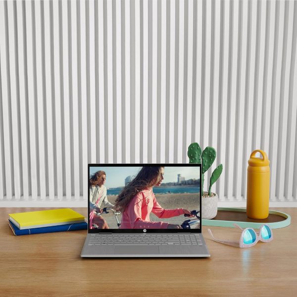 ⁦HP Pavilion x360 Convertible, Intel Core i5-1235U Processor, Intel Iris Xe Graphics, 12 GB RAM Memory, Windows 11 Home Operating System, (15-er1010nr, Natural Silver)⁩ - الصورة ⁦7⁩