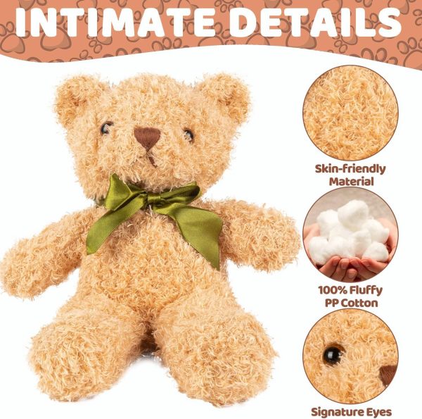 ⁦TERRIFI 3 Packs Teddy Bear Stuffed Animals 3 Colors Plush Toys with 6 Pieces Bow Ties 9 Inch Height Cute Soft Teddy Bears Gift for Baby Shower Wedding Birthday Party Favors (Dark Brown, Golden, White)⁩ - الصورة ⁦4⁩