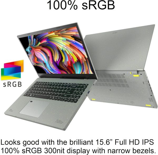 ⁦كمبيوتر شخصي اخضر ايسر اسباير فيرو AV15-51-75QQ | شاشة 15.6 انش FHD IPS | انتل كور i7-1195G7 جيل 11 | انتل ايريس Xe جرافيكس | 16GB DDR4 | هارد SSD 512GB | شبكة Wi-Fi 6 | مواد PCR | ويندوز 11 هوم⁩ - الصورة ⁦5⁩