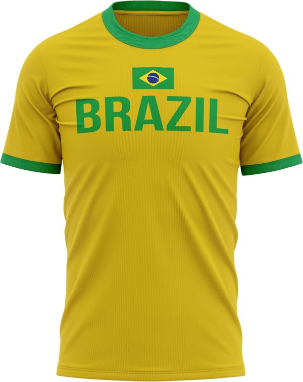 Brasil Flag Mens T Shirt, Brazil Football Supporters, Brazilian Fans Gift idea for Him, Brazil Country Flag Top, Yellow and Green Football Tee