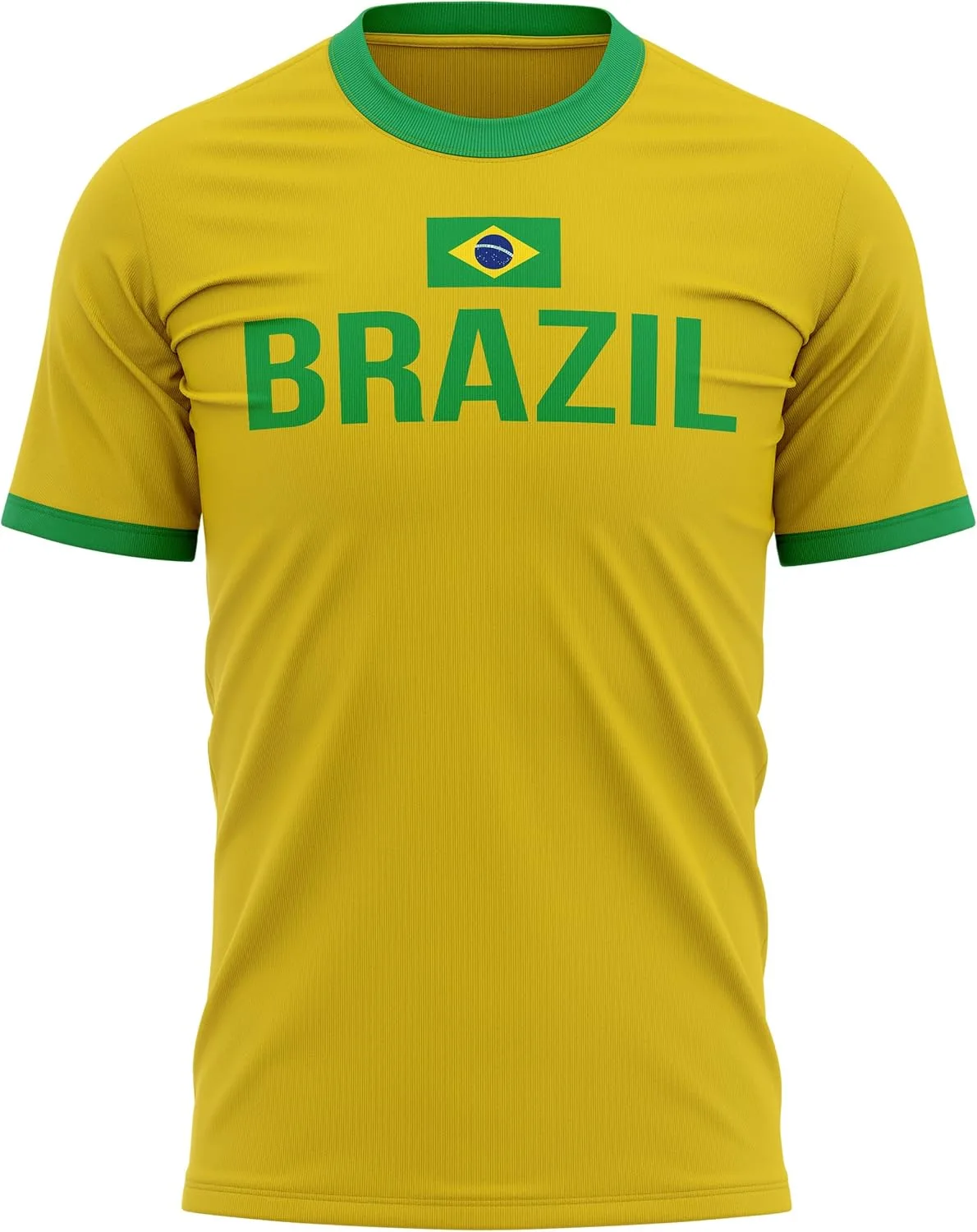 Brasil Flag Mens T Shirt, Brazil Football Supporters, Brazilian Fans Gift idea for Him, Brazil Country Flag Top, Yellow and Green Football Tee