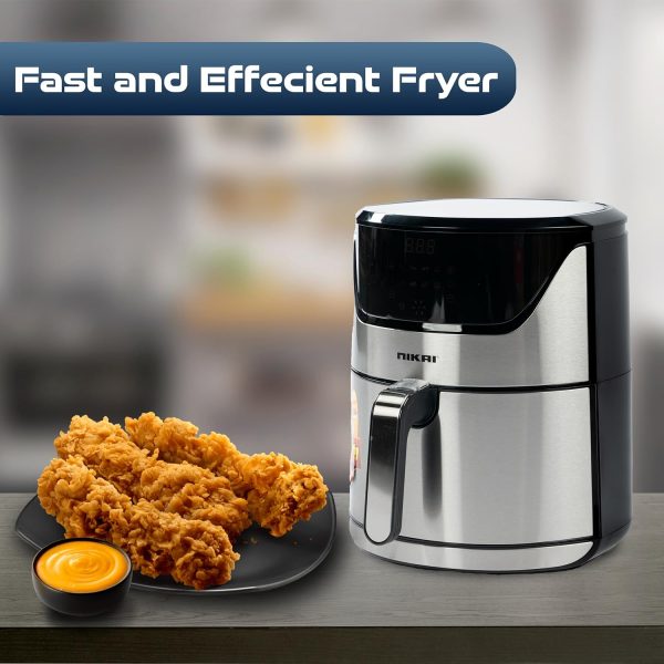⁦Nikai 6 Liter Digital Air Fryer, 1800 Watts, Auto Cut Off, Non-Stick Coating Pan, 60 min. timer, Detachable Frying Basket - NAF688DS⁩ - الصورة ⁦6⁩
