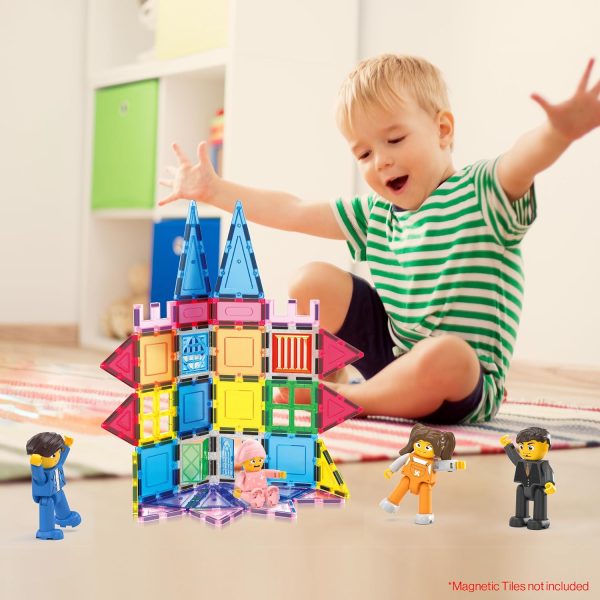 ⁦Picasso Toys Magnetic Action Figures 8 Piece Family Character for Construction Building Block Tiles Toddler Toy Set Magnet Expansion Variety Pack Educational STEM Learning Kit Pretend Playset PTA11⁩ - الصورة ⁦2⁩