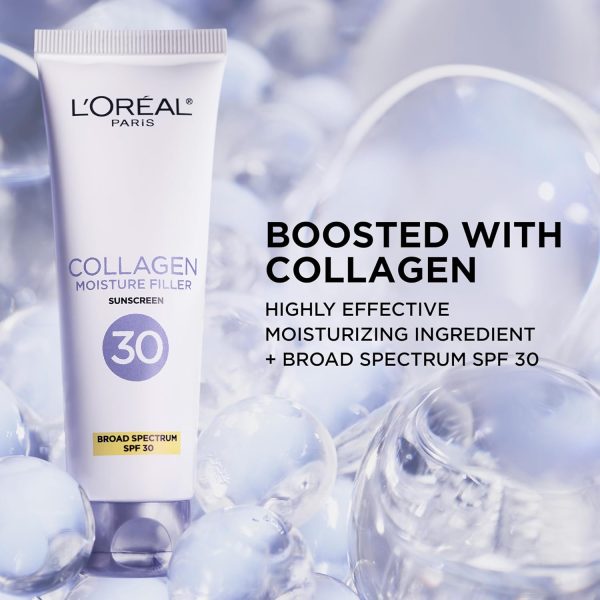⁦L'Oreal Paris Collagen Moisture Filler Face Cream with Broad Spectrum SPF 30, Anti-Aging Face Moisturizer and Daily Sunscreen For Face, Includes Face Serum Sample⁩ - الصورة ⁦4⁩