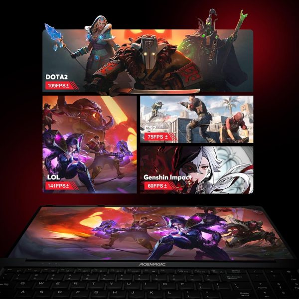 ⁦ACEMAGIC Laptop with Metal Case and Backlit Gaming Laptop AMD Ryzen 7 5700U (8C/16T, up to 4.3 GHz) for Gamer Notebook, 16.1 Inch FHD, 16GB DDR4.512GB M.2 SSD, WiFi 6, BT5. 2, HDMI (Grey)⁩ - الصورة ⁦7⁩