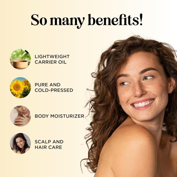 ⁦زيت عباد الشمس للشعر والبشرة والاظافر - حامل للعلاج العطري لخلط الزيوت العطرية وزيت الشعر - منظف الجسم للوجه مضاد للشيخوخة والعناية بالبشرة المرطب للبشرة الجافة 16 اونصة⁩ - الصورة ⁦3⁩
