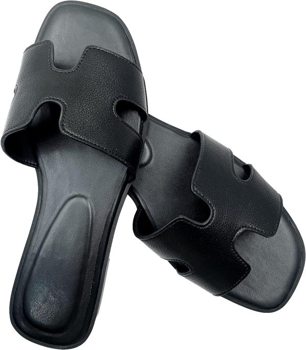 ⁦Cheernew Women's Flat Sandals.Flat Sandals with Unique Design, PU Leather Handcrafted Slippers,Versatile for Vacation, Home, Casual Wear, Gift⁩ - الصورة ⁦4⁩