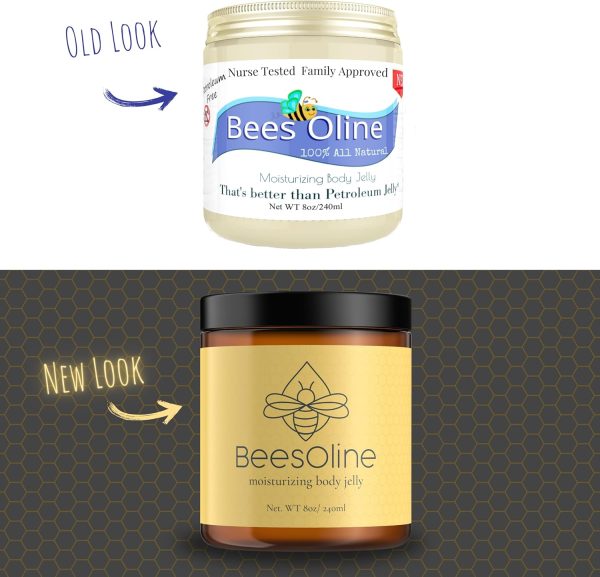 ⁦BeesOline All Natural Moisturizer -100% PETROLEUM FREE Alternative, NON-GMO Sunflower Oil | ORGANIC Castor Oil | JOJOBA Butter | Medical Grade Beeswax,1-8oz jar, Soothing Moisture (Packaging may Vary)⁩ - الصورة ⁦2⁩