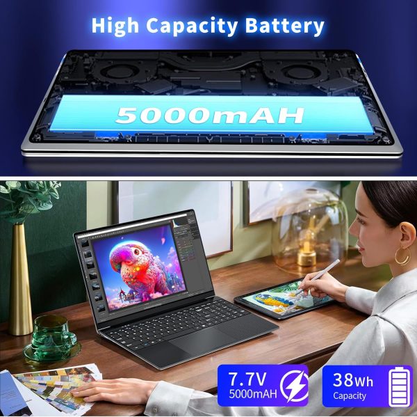⁦KUU 15.6 inch Laptop Computer, Core i5 Processor Laptop,Gaming laptops,up to3.60 GHz,16 GB RAM 512 GB SSD Storage, Supports 180 Angle Opening,Full HD IPS Display,⁩ - الصورة ⁦7⁩