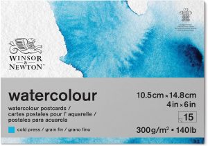 Winsor & Newton Classic Watercolor Paper Postcard Pad, 4" x 6", Natural White