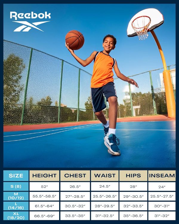 ⁦Reebok Boys Shorts Set 2 Piece Performance T-Shirt and Basketball Gym Shorts (8-12)⁩ - الصورة ⁦7⁩