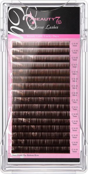 Beauty7 Individual Eyebrow Extensions 0.1mm Thickness Mixed Length 5mm-8mm Color Brown