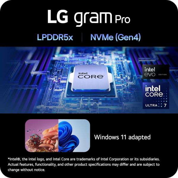 ⁦LG gram Pro 2 in1 16-Inch Lightweight and Versatile Laptop Intel Evo Edition - Intel Core Ultra 7 16GB RAM 1TB SSD - Black⁩ - الصورة ⁦5⁩