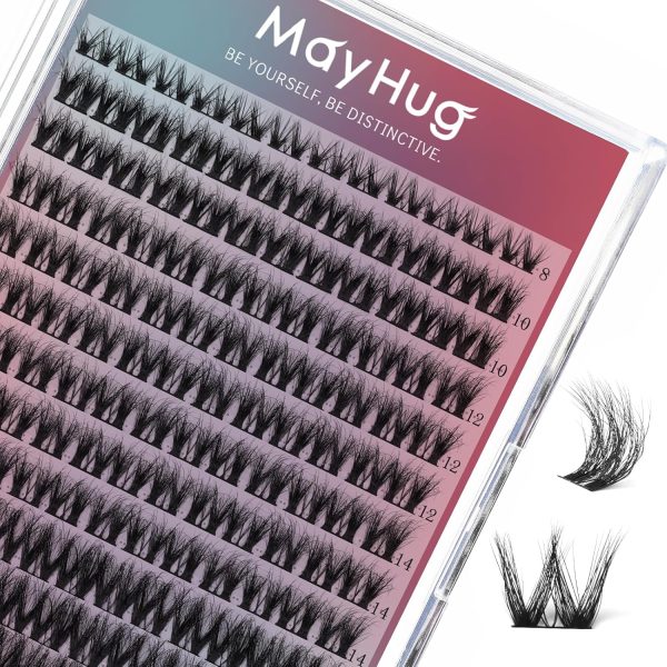Mayhug 3D Cluster Lashes Fluffy Lashes 8-18MM Individual Eyelashes 144 Pcs DIY Eyelash Extensions at Home (Prism)