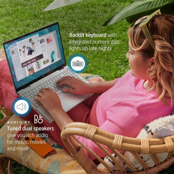 ⁦HP Pavilion x360 Convertible, Intel Core i5-1235U Processor, Intel Iris Xe Graphics, 12 GB RAM Memory, Windows 11 Home Operating System, (15-er1010nr, Natural Silver)⁩ - الصورة ⁦5⁩