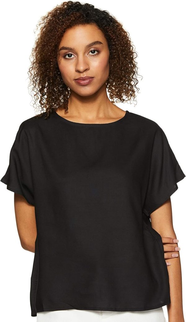 ⁦Amazon Brand - Symbol Women's Solid Regular Fit Top⁩ - الصورة ⁦6⁩