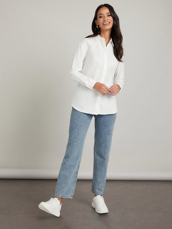 ⁦Styli Women Long Sleeves Classic Regular Length Poplin Shirt⁩ - الصورة ⁦2⁩
