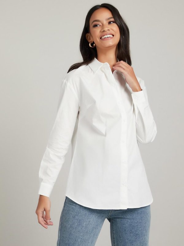 ⁦Styli Women Long Sleeves Classic Regular Length Poplin Shirt⁩ - الصورة ⁦4⁩