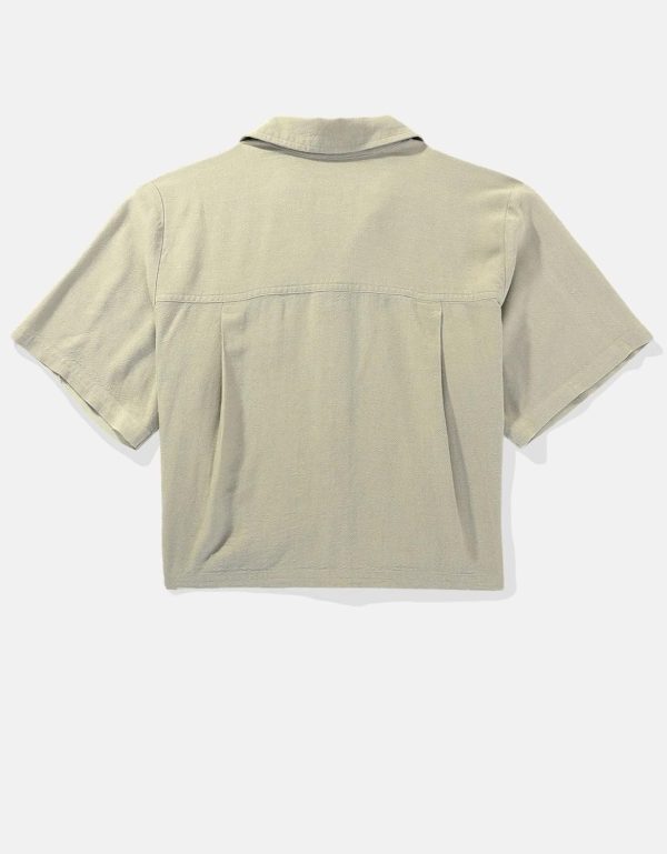 ⁦American Eagle Women Short-Sleeve Button-Up Shirt⁩ - الصورة ⁦3⁩