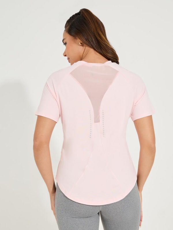 ⁦Styli Women Reflective Dots & Back Mesh Detail Curved Hem Top⁩ - الصورة ⁦5⁩