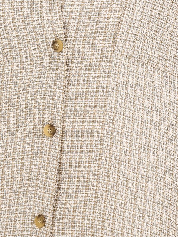 ⁦Styli Women Relaxed Fit Tweed Shirt With Roll-Up Sleeves⁩ - الصورة ⁦4⁩