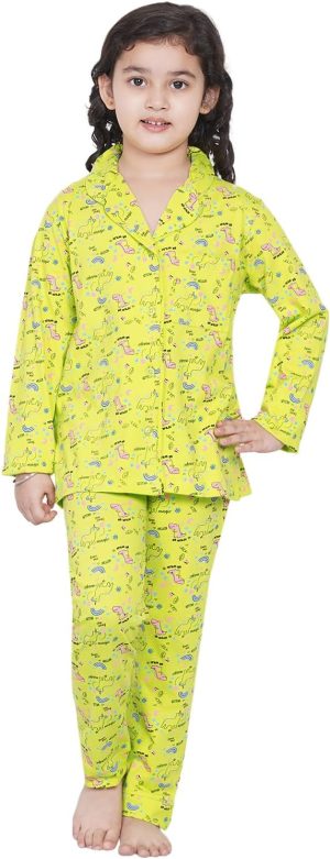 Lauren Smith Girl's Pajama Set Long Sleeve Buttoned Top with pants 2 Piece Printed Sleepwear Cotton Girls Soft Pjs Lounge Set Kids nightwear sets