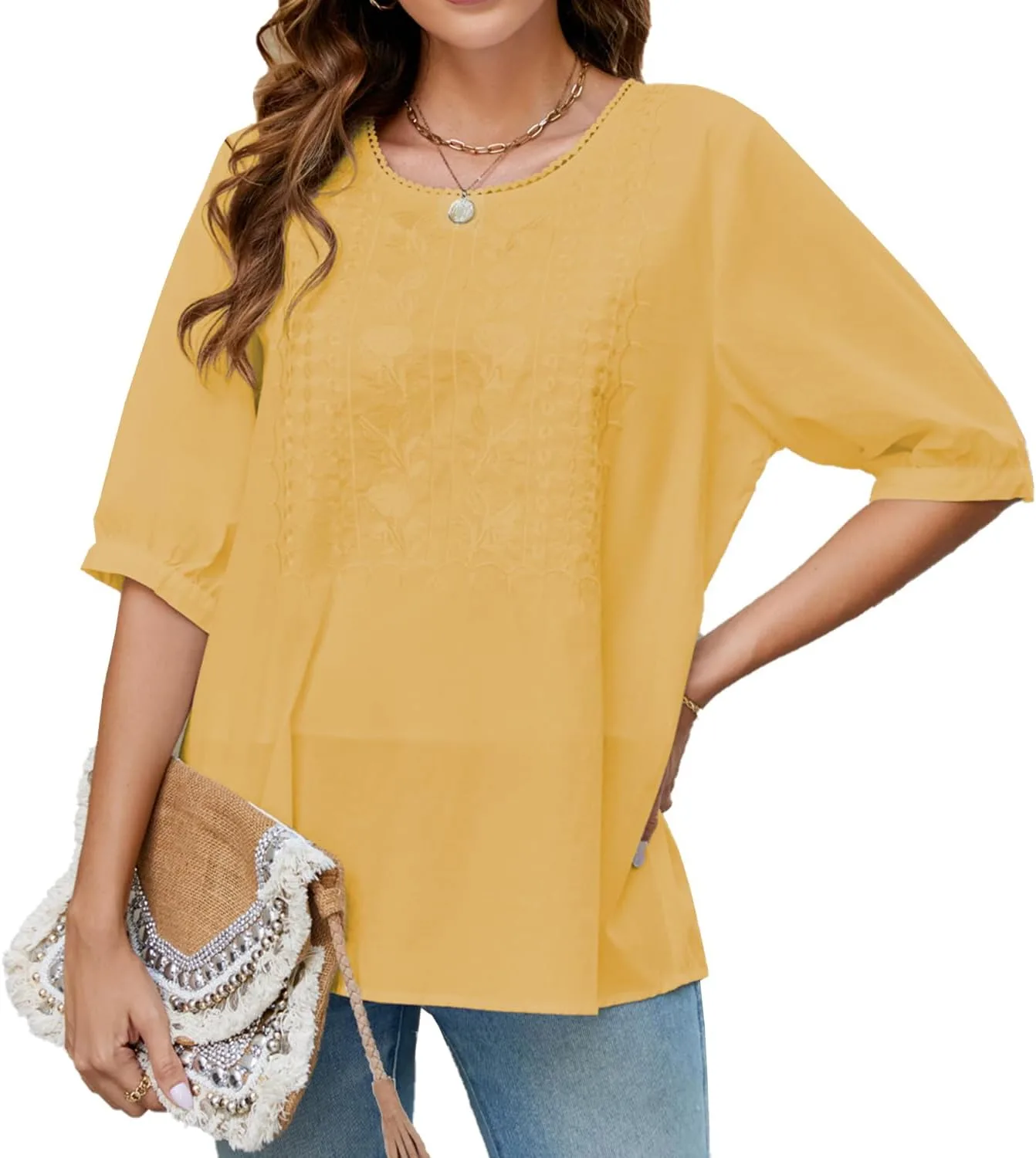 1752065478 Womens Boho Embroidered Blouse Coruja Mexican Bohemian Style Tops Half jpg