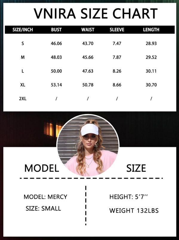⁦VNIRA Women’s Summer Casual Short Sleeve Oversize Workout T-Shirt Tee Tops⁩ - الصورة ⁦6⁩