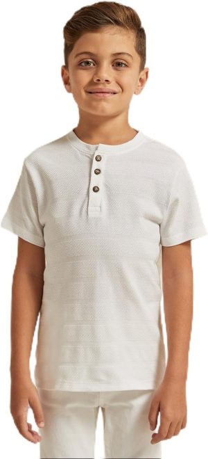 REDTAG Boys White Jacquard Henely T-Shirt