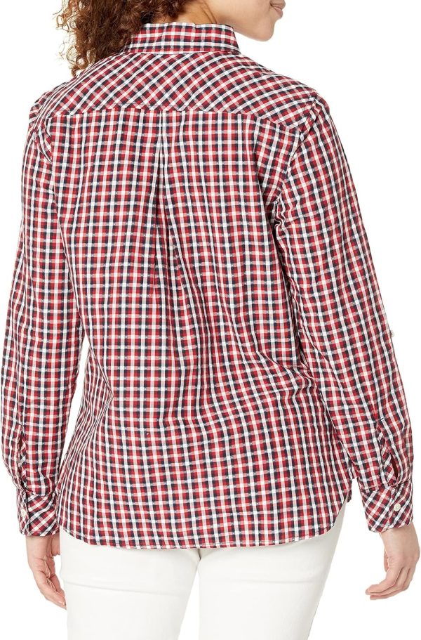 ⁦Tommy Hilfiger Women's Blouse Casual Check Roll Tab Long Sleeve⁩ - الصورة ⁦3⁩