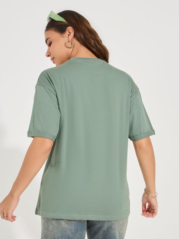 ⁦Styli Women 7008232015 Oversized Placement Embroidery Detail Cotton T-Shirt⁩ - الصورة ⁦5⁩
