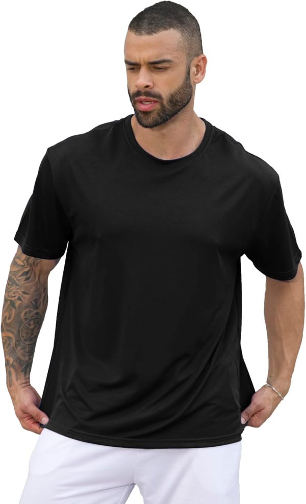 ⁦Yasumond 5 Pack Men's T-Shirts Short Sleeve Crew Neck Tee Tops Mesh Dry Fit Athletic Tee Shirts for Gym Workout Running, D-dark.grey/Black/White/Royal Blue/Navy, Medium⁩ - الصورة ⁦3⁩