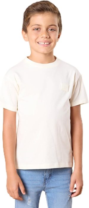 REDTAG Boys White Solid Loose Fit T-Shirt