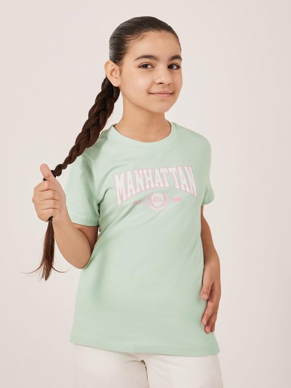 ⁦Styli Girls Graphic Print Short Sleeve T-Shirt⁩ - الصورة ⁦2⁩