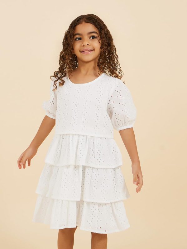 ⁦Styli Girls Schiffly Dress With Tiers⁩ - الصورة ⁦4⁩