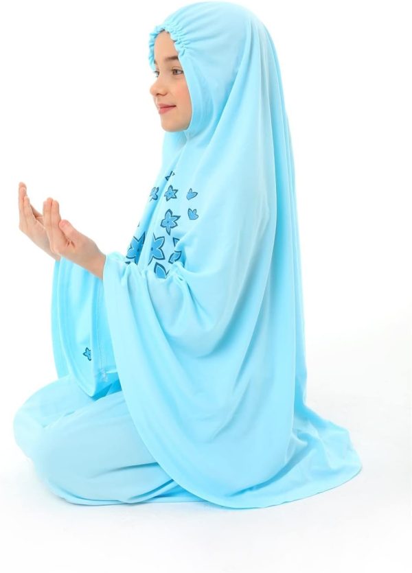 ⁦Girl's Prayer Dress with Star Printed Long Headscarf⁩ - الصورة ⁦5⁩