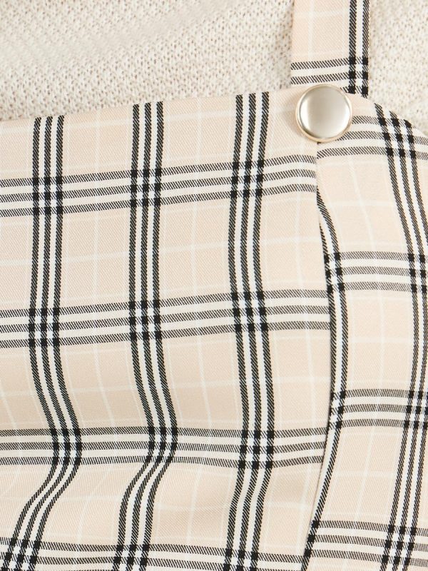 ⁦Styli Women Flannel Square Neck Crop Top⁩ - الصورة ⁦3⁩