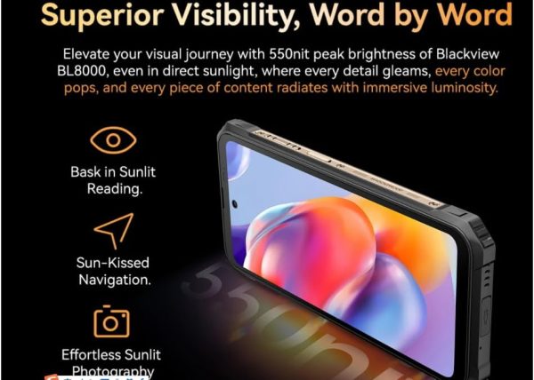 ⁦Blackvie BL8000 Rugged 12GB+512GB 50MP 8800mAh 33W Android 13 6.78" 2.4K FHD Display MediaTek Dimensity 7050 5G NFC Smartphone⁩ - الصورة ⁦8⁩