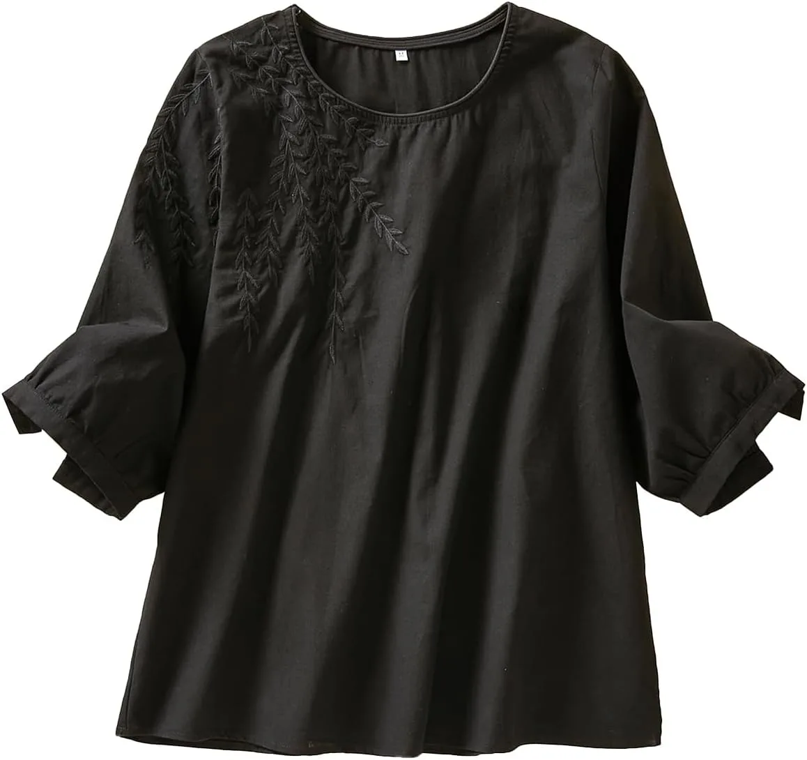 1753264818 Womens Boho Embroidered Blouse Coruja Mexican Bohemian Style Tops Half jpg