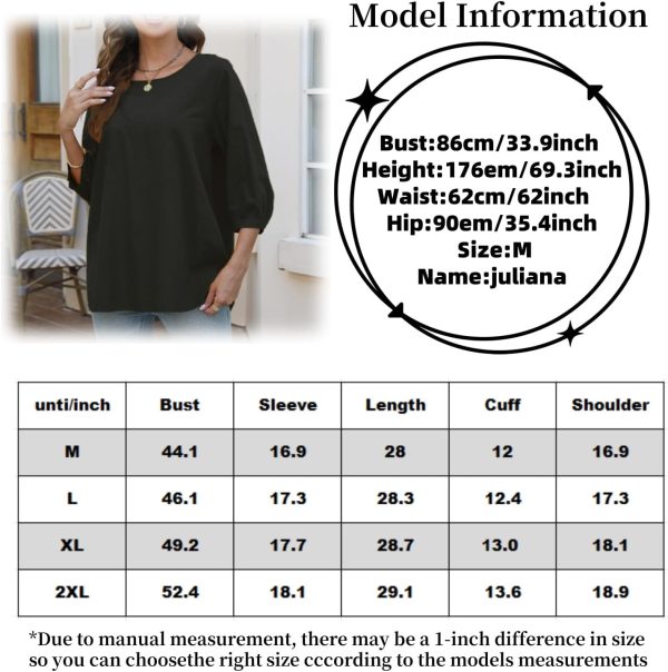 ⁦Women's Boho Embroidered Blouse, Coruja Mexican Bohemian Style Tops, Half Sleeve, Loose, Round Neck, Cotton Shirt, Plus Size Casual Tee Blouse⁩ - الصورة ⁦2⁩