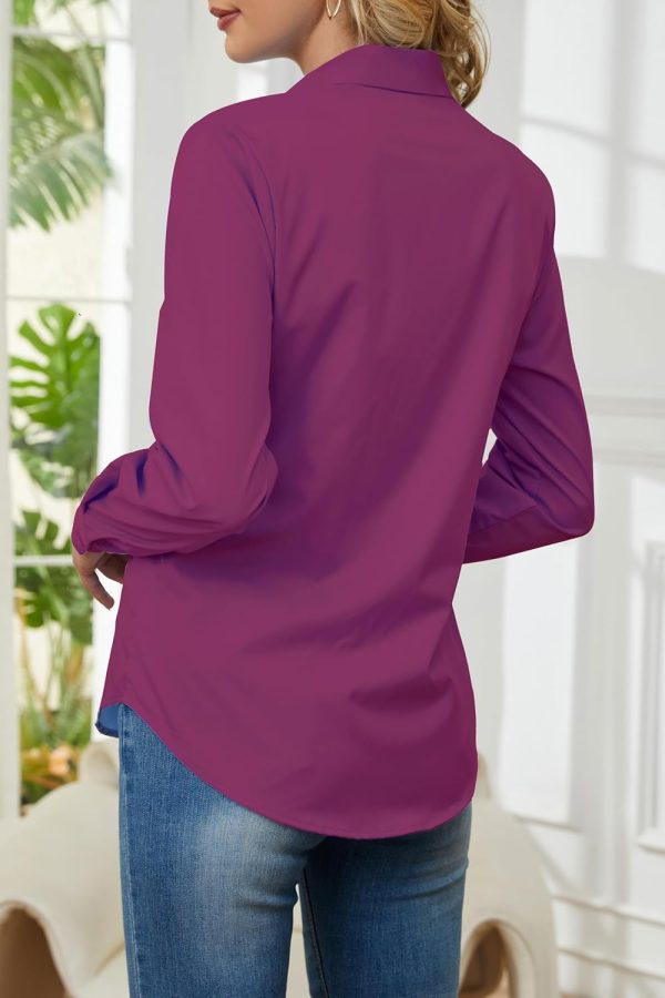 ⁦TOLOVIC Wrinkle Free Womens Button Down Shirts for Women Long Sleeve Stretch Business Office Formal Work Blouses Tops⁩ - الصورة ⁦5⁩